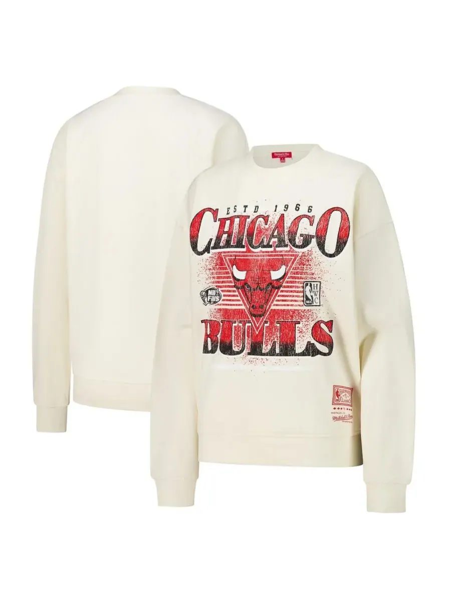 Mitchell & Ness Женская кремовая толстовка-пуловер с логотипом Chicago Bulls — изображение 1 из 3, бежевый
