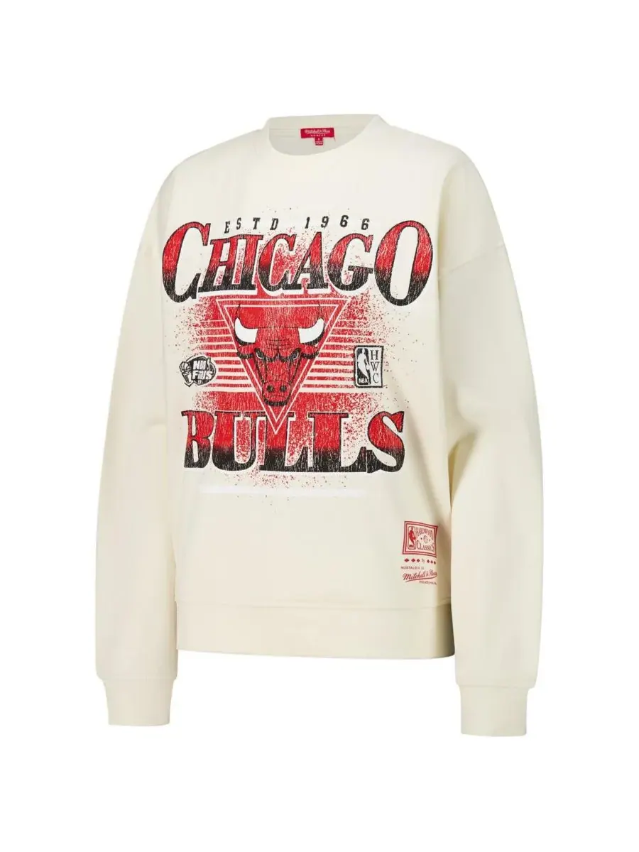 Mitchell & Ness Женская кремовая толстовка-пуловер с логотипом Chicago Bulls — изображение 2 из 3, бежевый