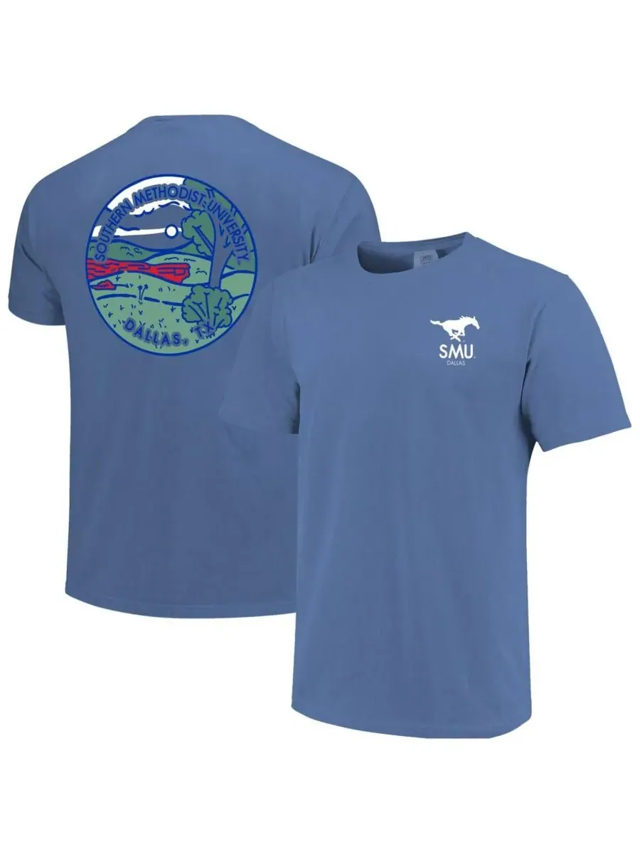 Мужская и женская футболка Royal SMU Mustangs Scenic Comfort Colors Image One — изображение 1 из 3, королевский