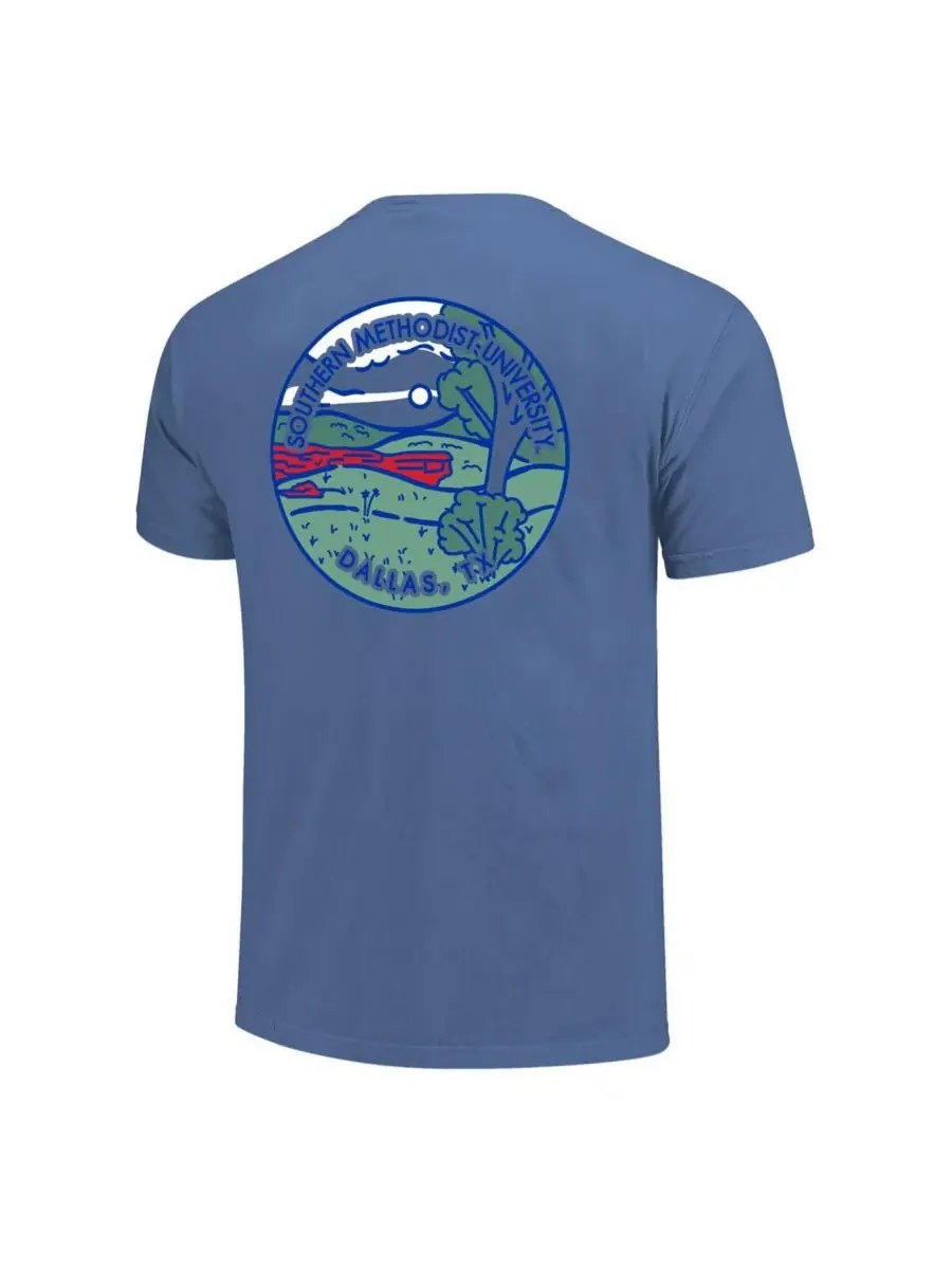Мужская и женская футболка Royal SMU Mustangs Scenic Comfort Colors Image One — изображение 3 из 3, королевский