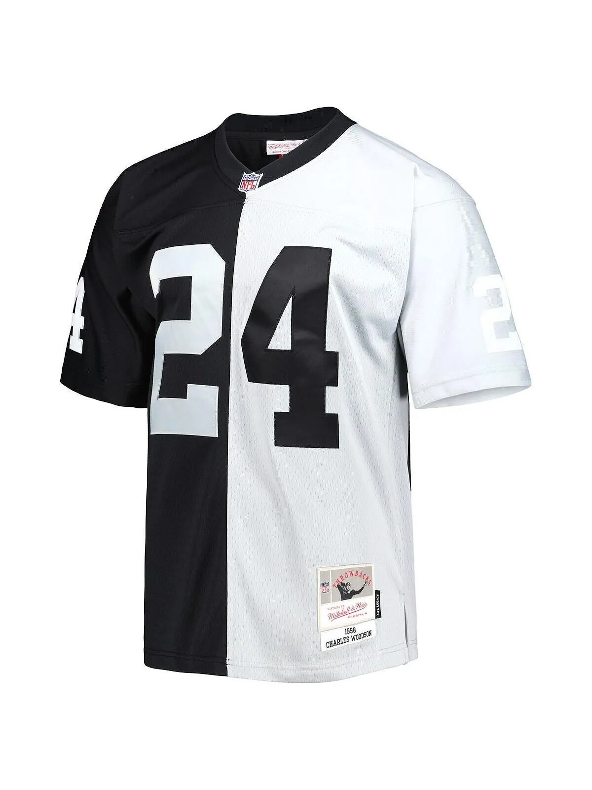 Футболка Mitchell & Ness charles woodson black and silver las vegas raiders 1998 split legacy — изображение 3 из 3
