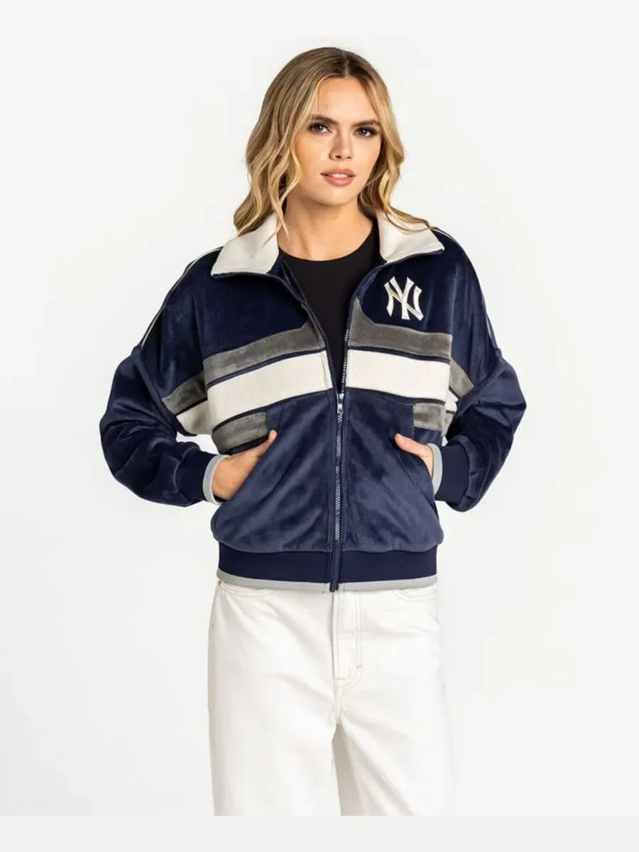 Куртка-бомбер с капюшоном, из вельвета, New York Yankees The Wild Collective — изображение 1 из 2, темно-синий