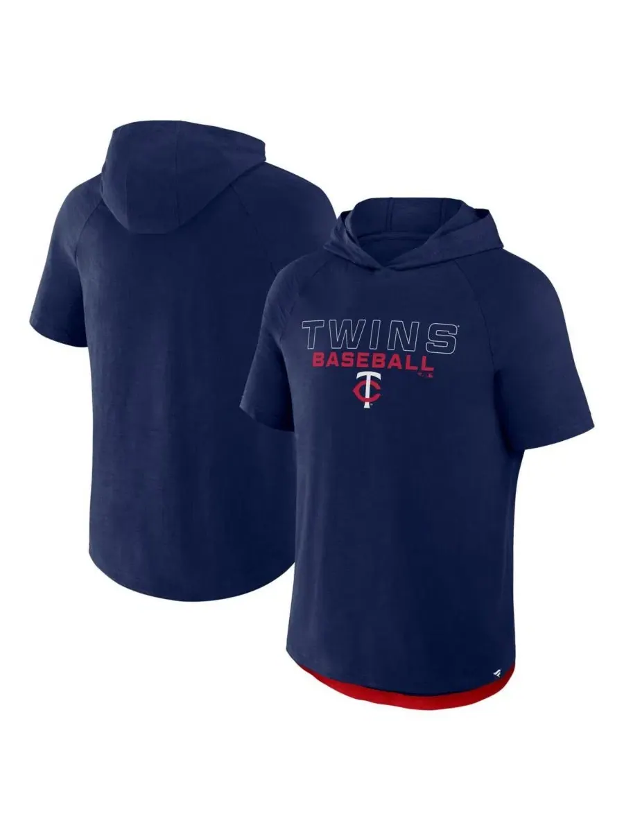 Худи-футболка с капюшоном и реглан-рукавами, с принтом Minnesota Twins Fanatics — изображение 1 из 3, темно-синий красный