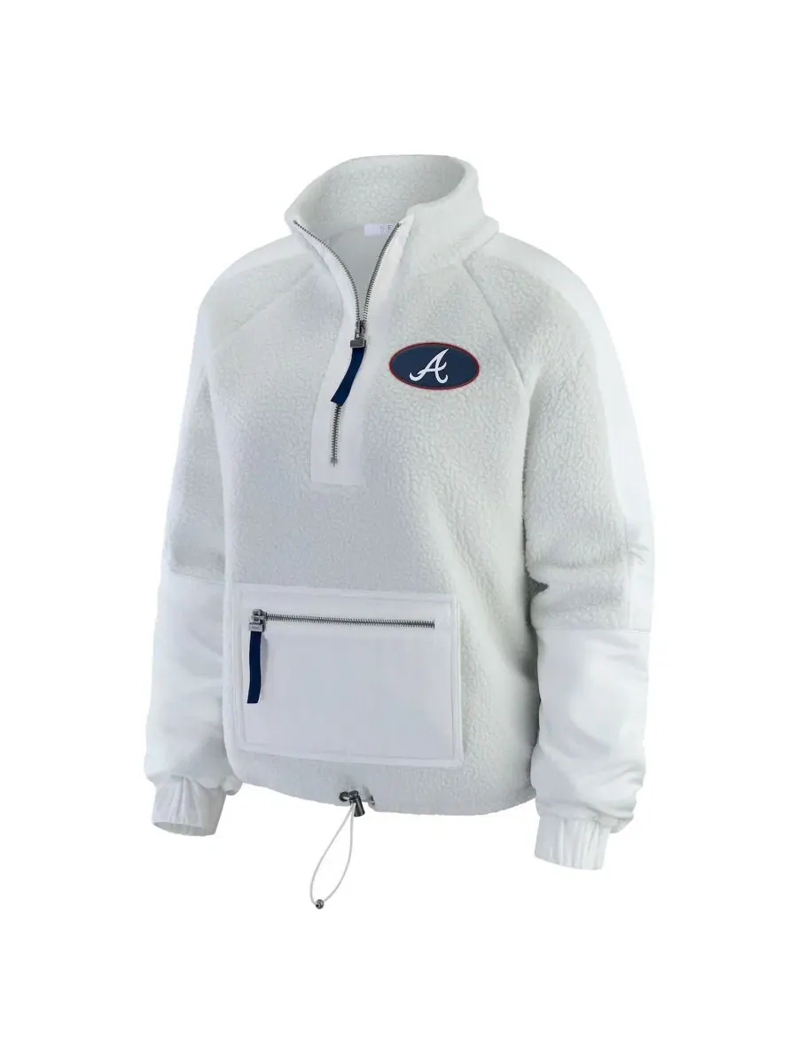 Женская куртка из флиса с четвертью застежкой Gray Atlanta Braves Polar Fleece Quarter-Zip Jacket — изображение 2 из 5, серый