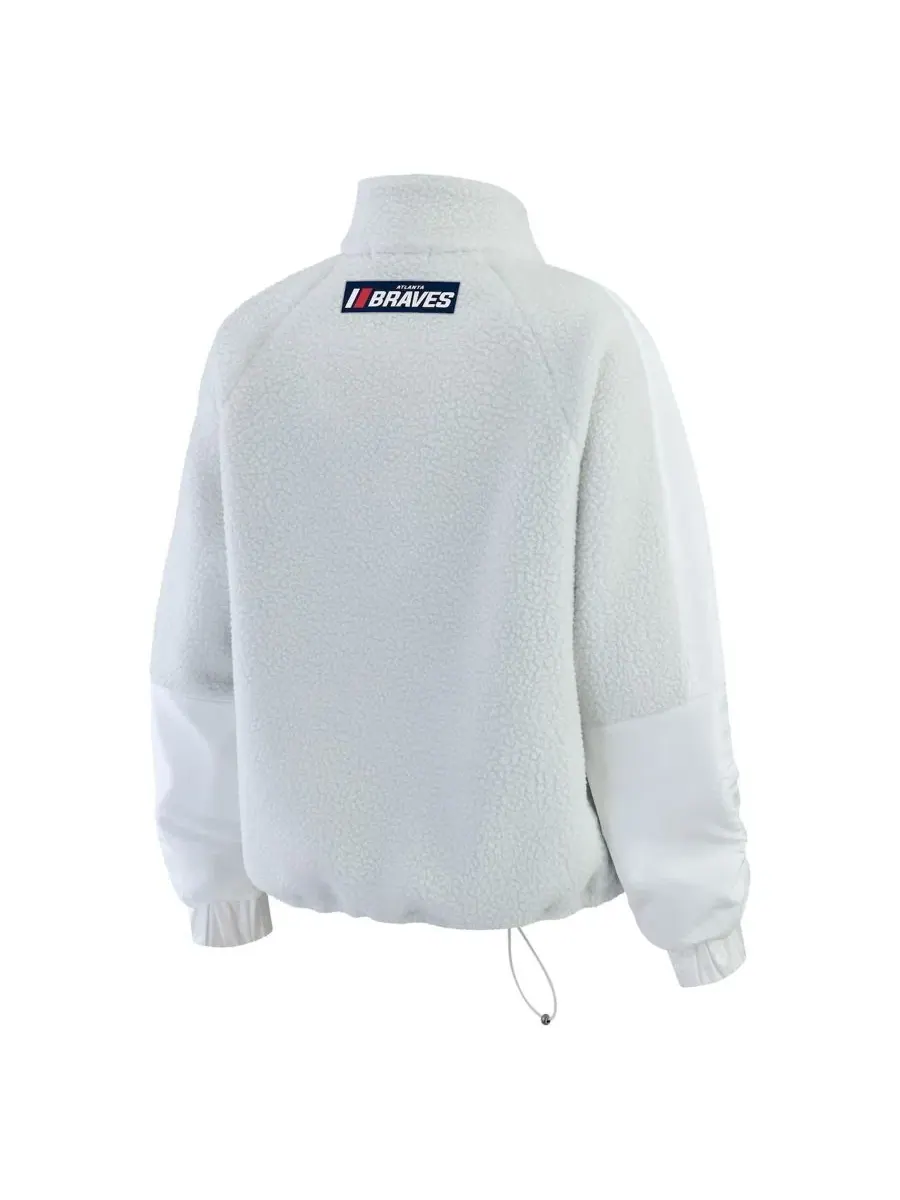 Женская куртка из флиса с четвертью застежкой Gray Atlanta Braves Polar Fleece Quarter-Zip Jacket — изображение 3 из 5, серый