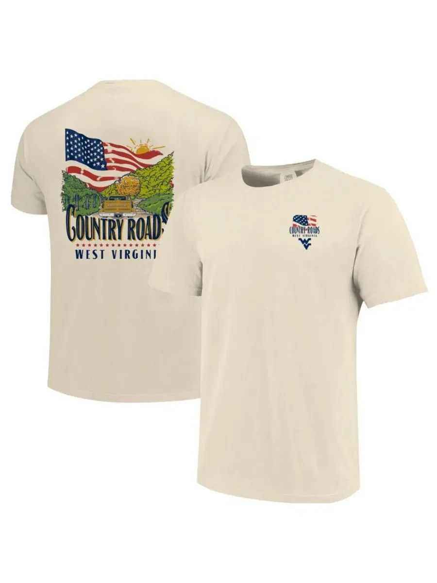 Футболка с принтом Country Roads West Virginia Mountaineers Image One — изображение 1 из 3, бежевый