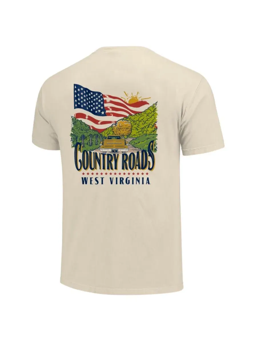 Футболка с принтом Country Roads West Virginia Mountaineers Image One — изображение 3 из 3, бежевый