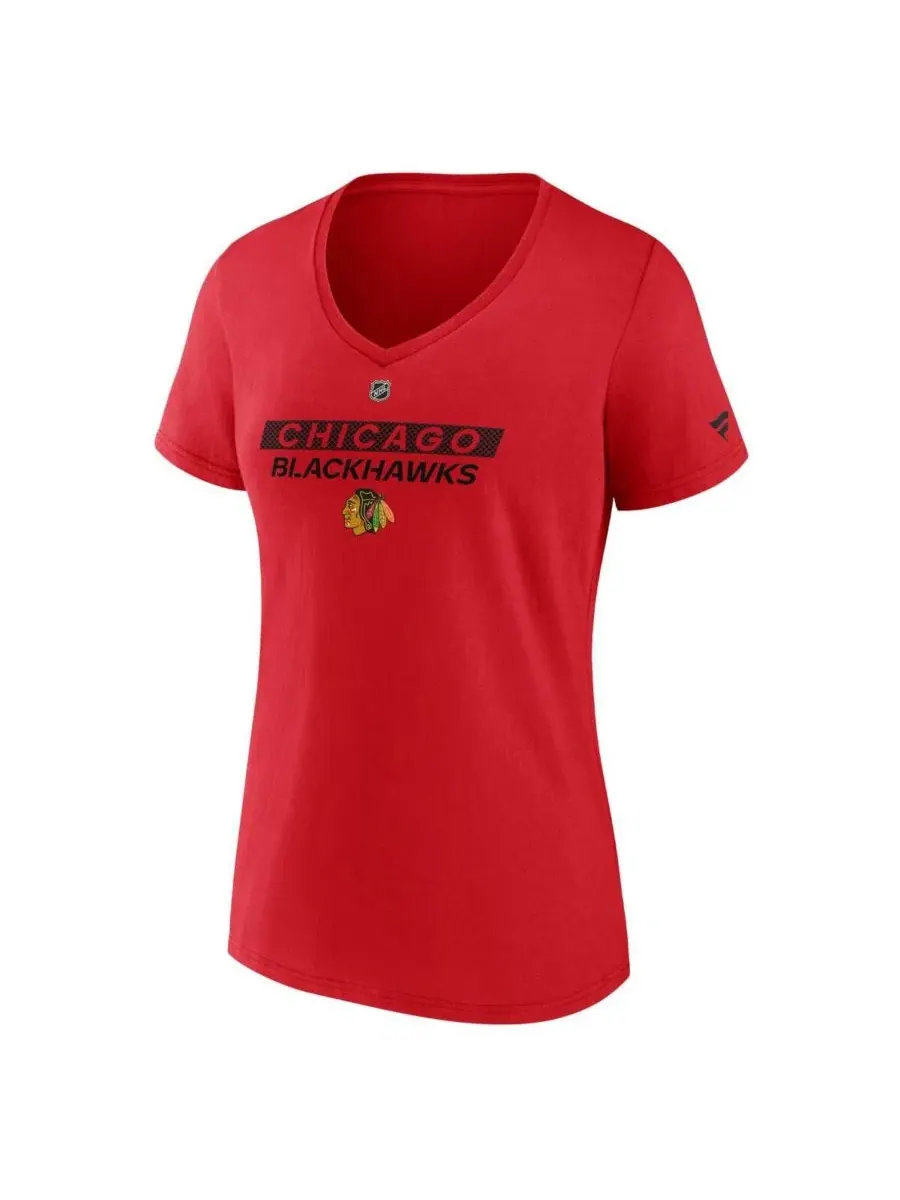 Футболка с V-образным вырезом с принтом Fanatics Chicago Blackhawks Authentic Pro — изображение 2 из 3, красный