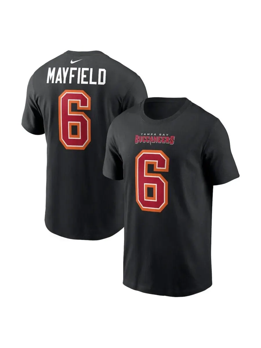 Футболка с коротким рукавом и принтом Baker Mayfield Carbon Name & Number Nike — изображение 1 из 3, черный