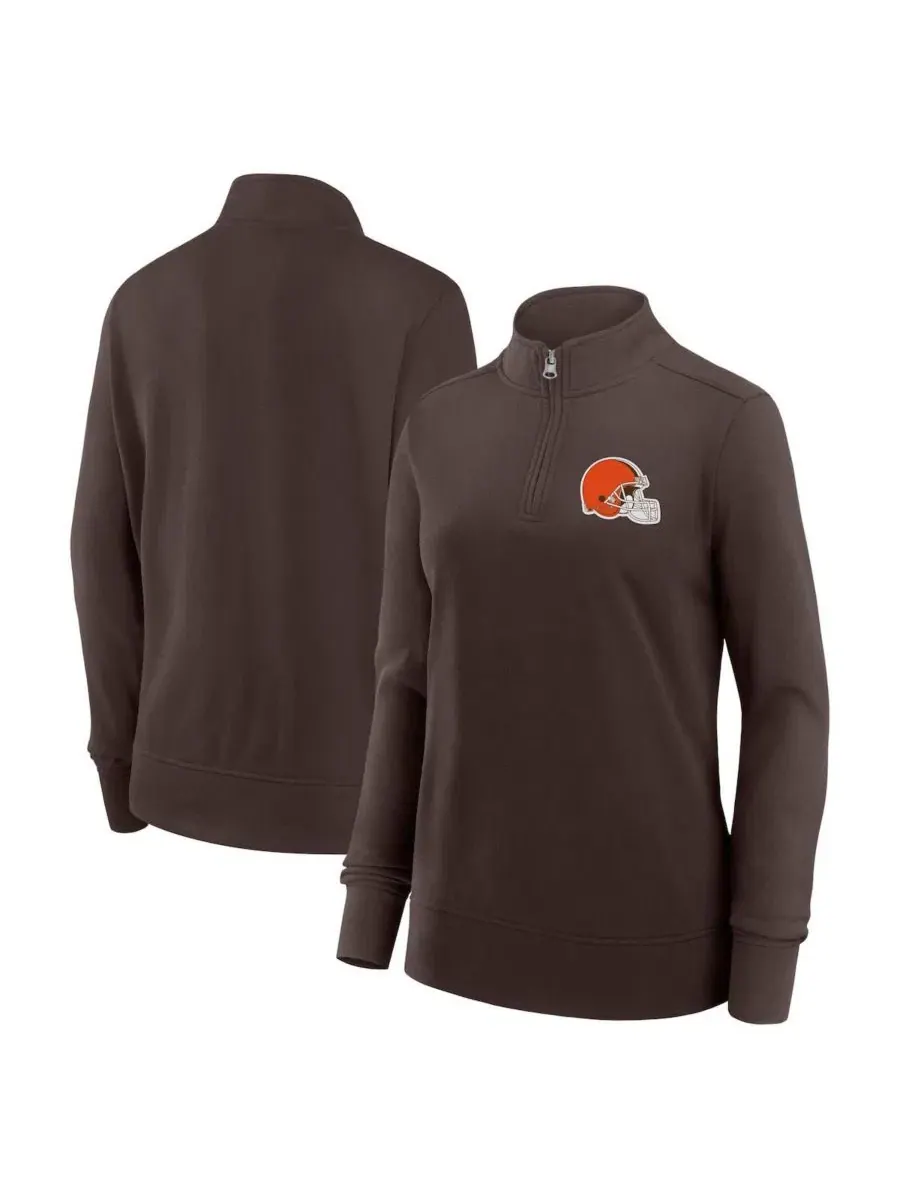 Куртка-четверть с молнией Cleveland Browns Velocity Logo Athletic — изображение 1 из 3, коричневый