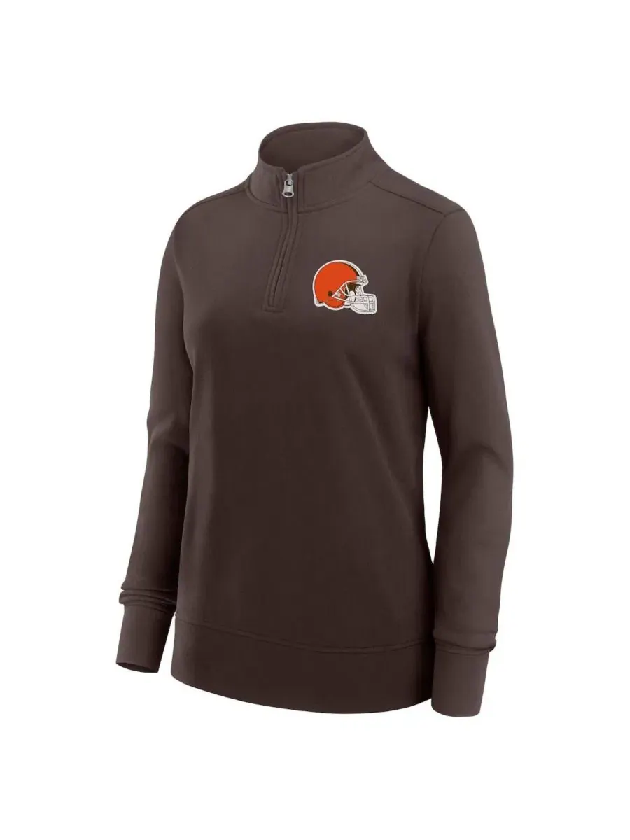 Куртка-четверть с молнией Cleveland Browns Velocity Logo Athletic — изображение 2 из 3, коричневый