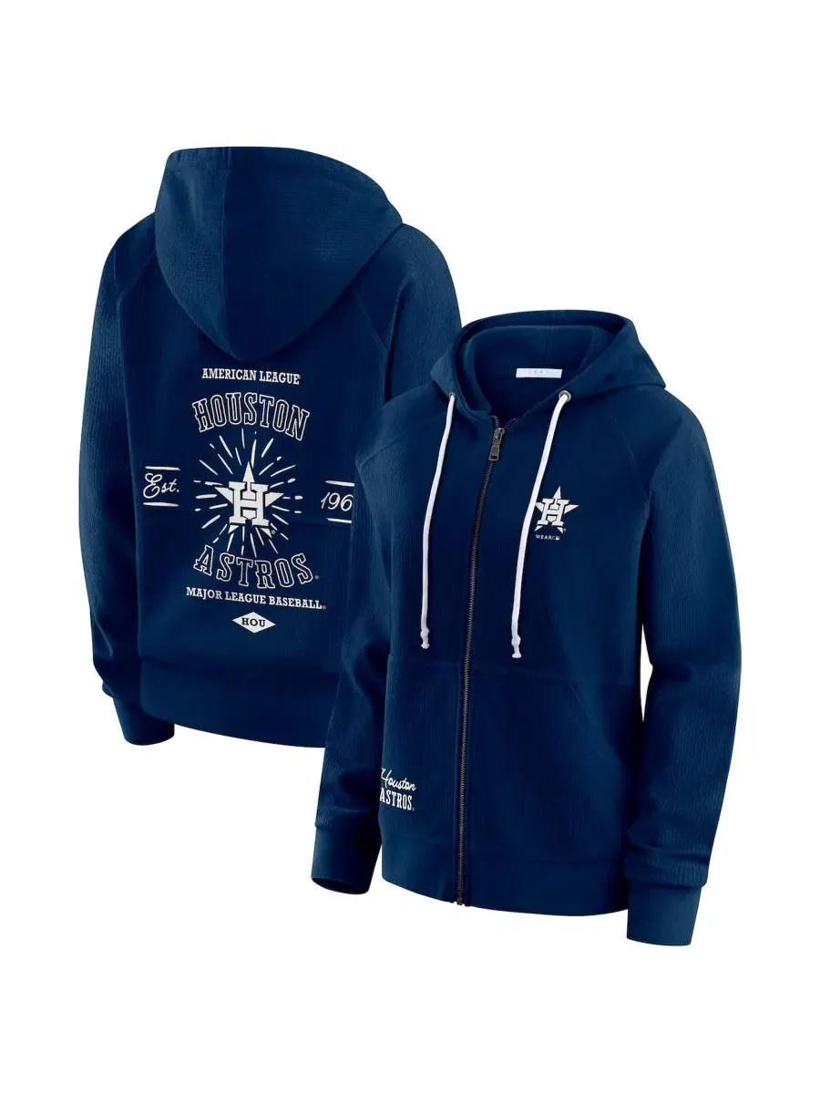 Худи женское с принтом, модель Vintage Full-Zip Raglan WEAR by Erin Andrews — изображение 1 из 5, темно-синий