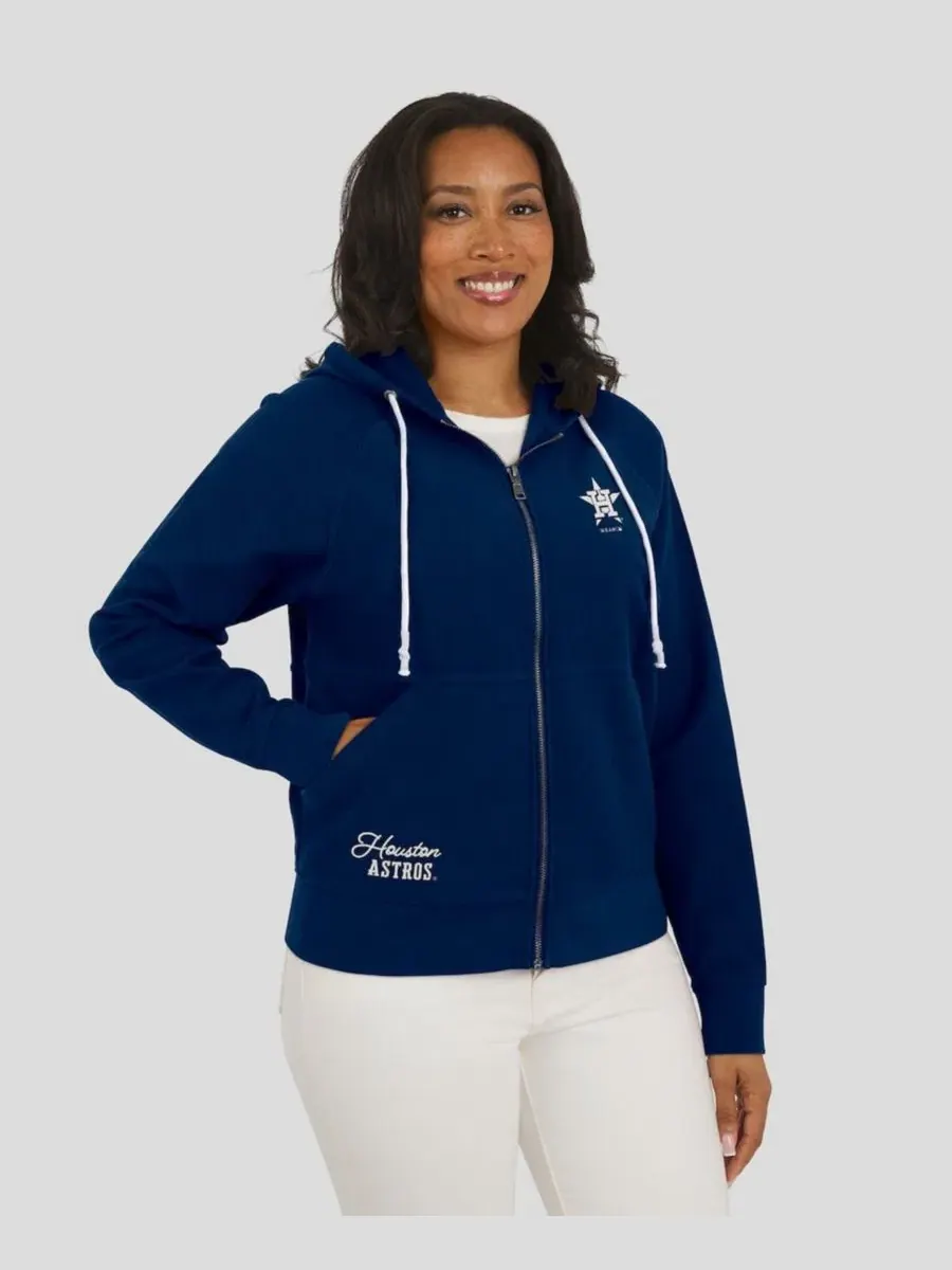 Худи женское с принтом, модель Vintage Full-Zip Raglan WEAR by Erin Andrews — изображение 4 из 5, темно-синий