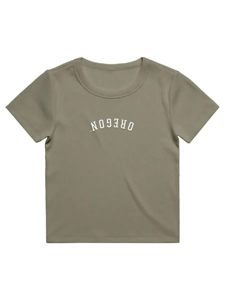 Женская футболка-кроп с вышивкой Upside Down Embroidery Uscape Apparel — изображение 2 из 2, зеленый