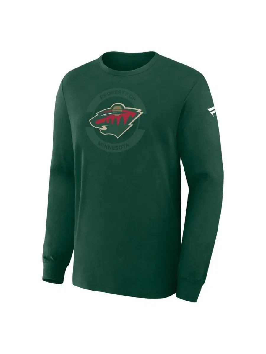 Футболка с длинным рукавом с принтом Minnesota Wild Authentic Pro Property Of Practice Fanatics — изображение 1 из 5, зеленый