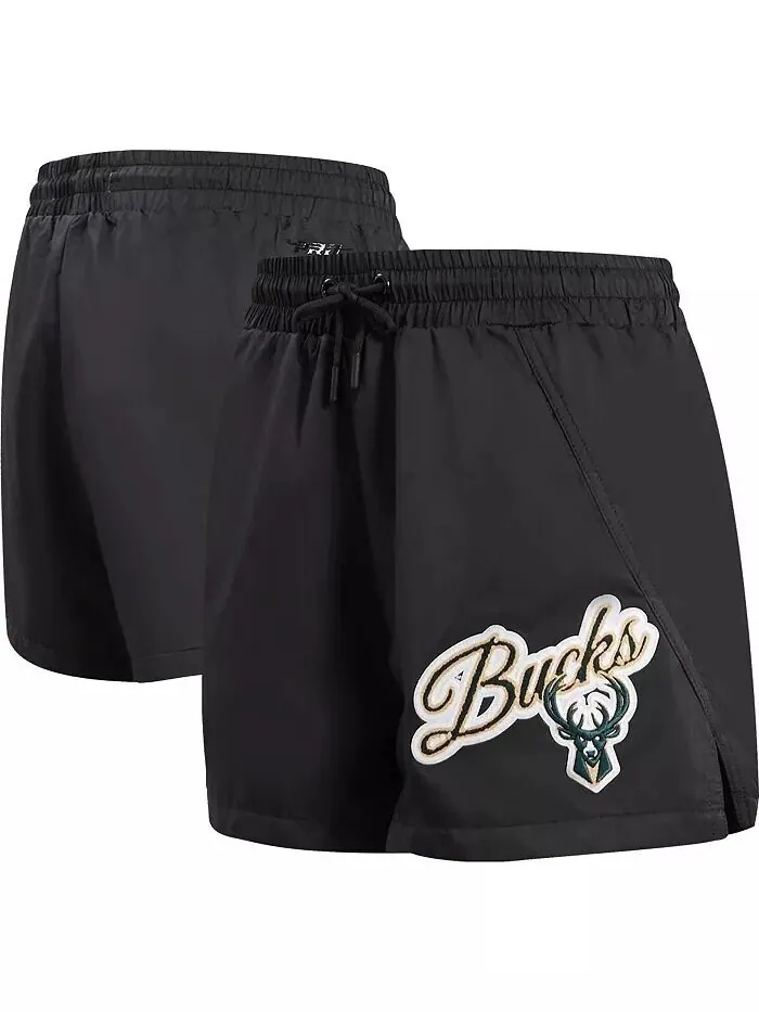 Женские черные тканые шорты с надписью Milwaukee Bucks Pro Standard