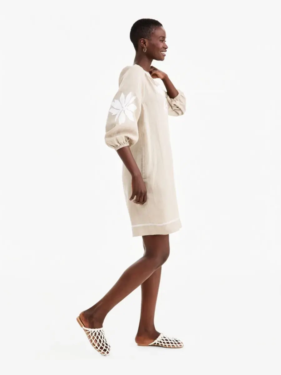 Платье-трапеция Delave Linen Appliqué Shift Dress Charter Club, Flax Delave — изображение 3 из 5