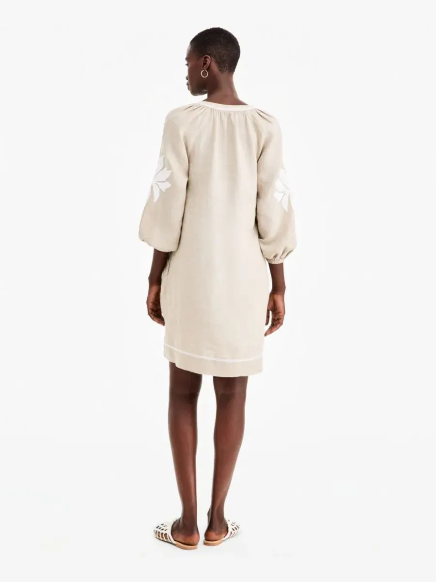Платье-трапеция Delave Linen Appliqué Shift Dress Charter Club, Flax Delave — изображение 5 из 5