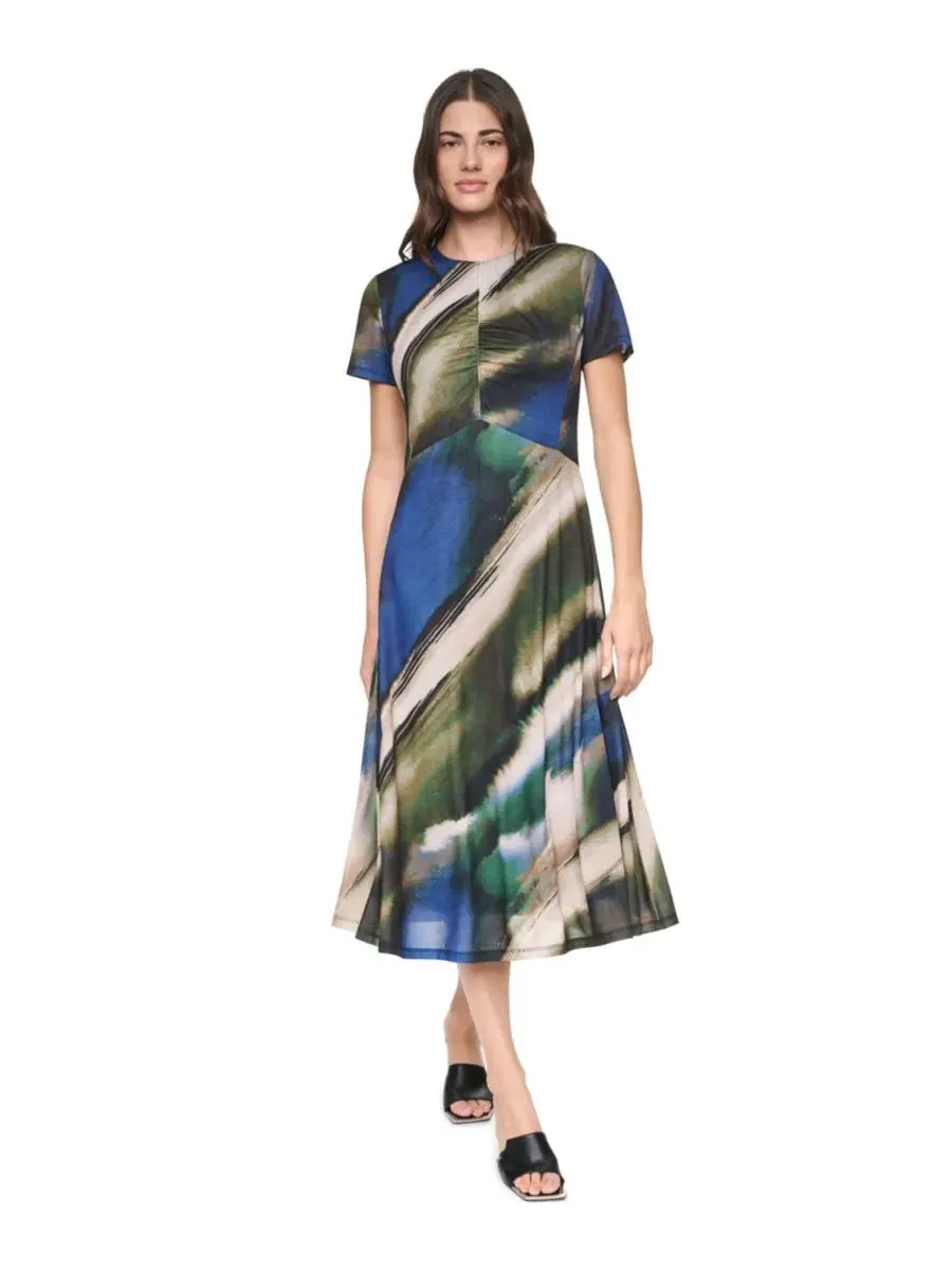Платье DKNY с круглым вырезом, коротким рукавом, без застежек, Brushed River — изображение 1 из 7