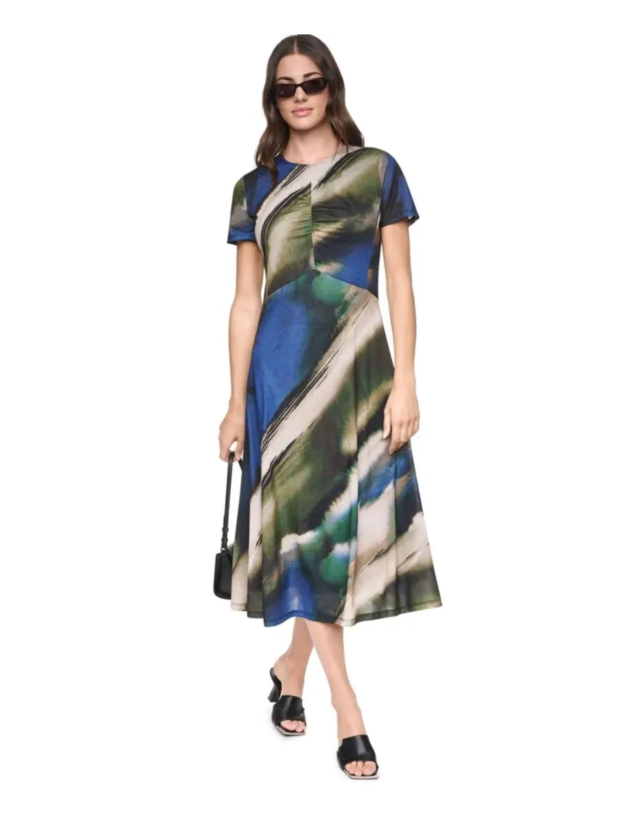 Платье DKNY с круглым вырезом, коротким рукавом, без застежек, Brushed River — изображение 2 из 7