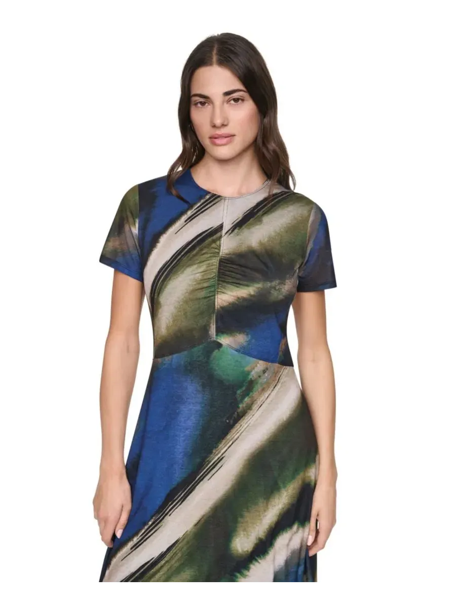 Платье DKNY с круглым вырезом, коротким рукавом, без застежек, Brushed River — изображение 4 из 7