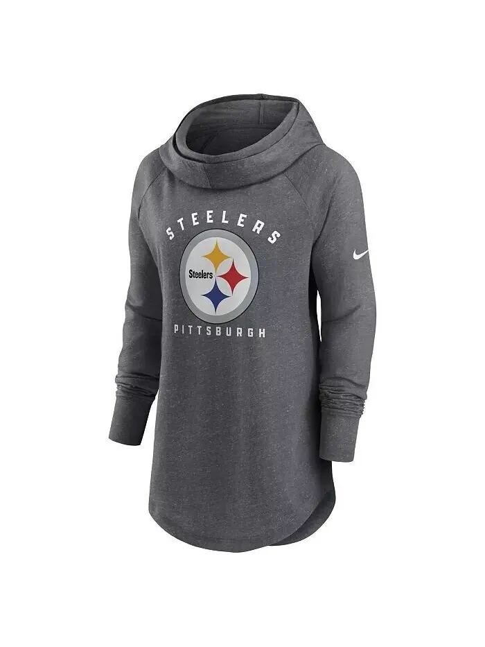 Женская толстовка Heather Charcoal Pittsburgh Steelers с воротником-трубой и реглан Nike — изображение 3 из 3
