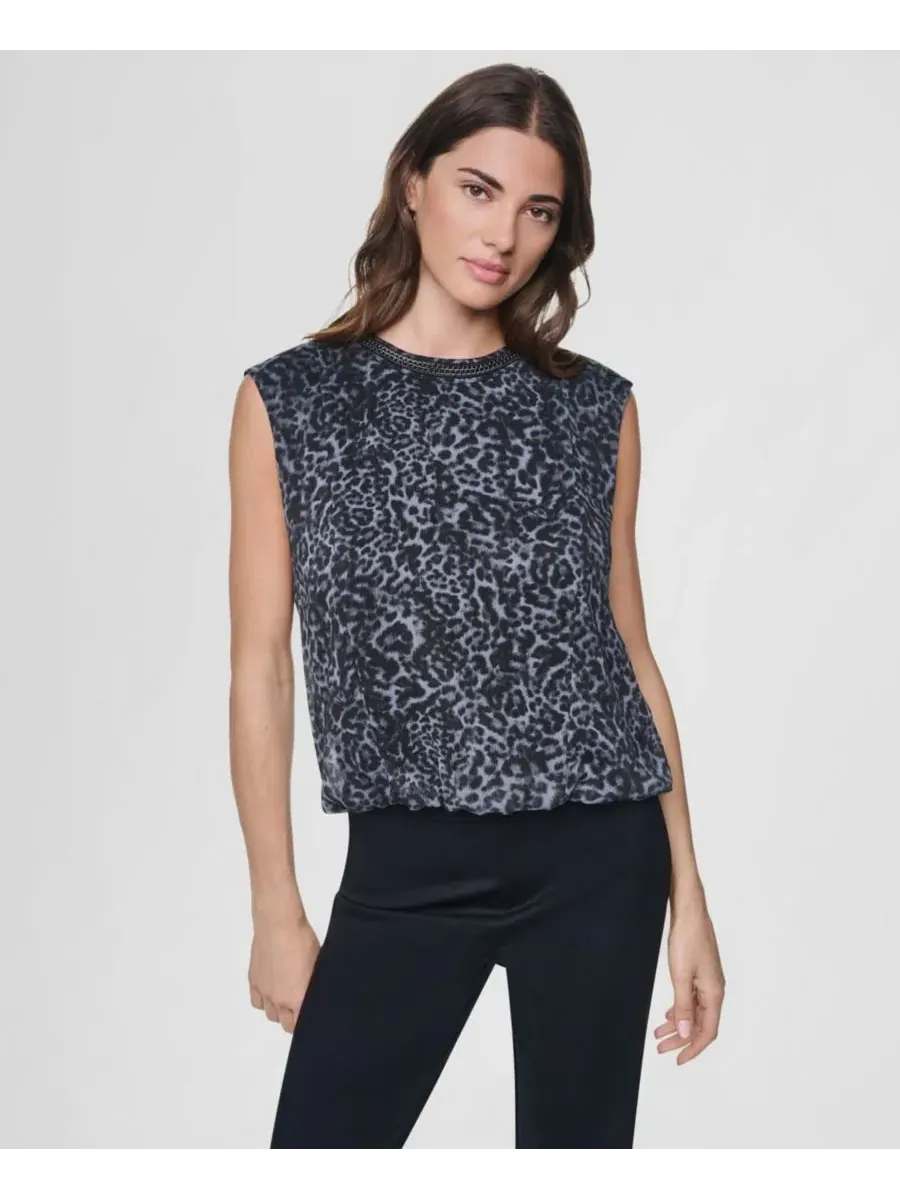 Топ без рукавов из жатого шифона с принтом Moonlit Leopard DKNY, Moonlit Leopard