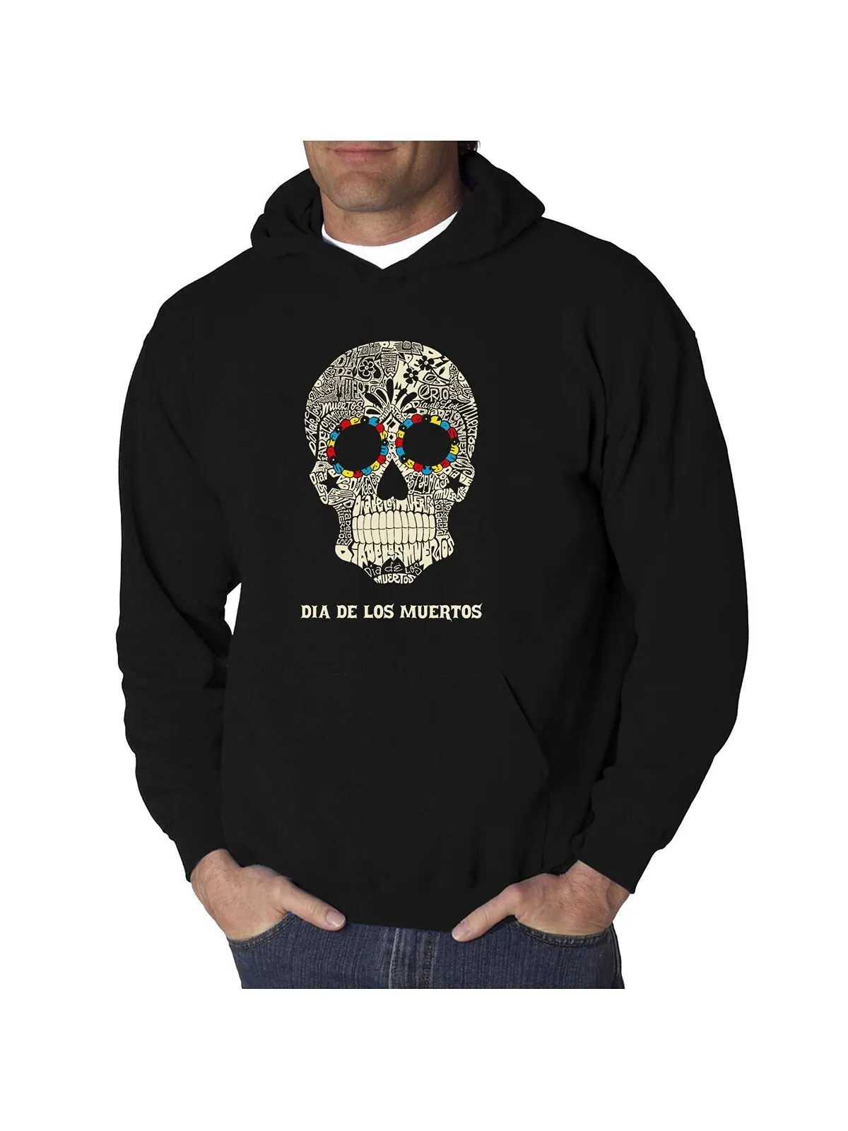 Мужская толстовка с капюшоном dia de los muertos word art LA Pop Art — изображение 1 из 2, черный