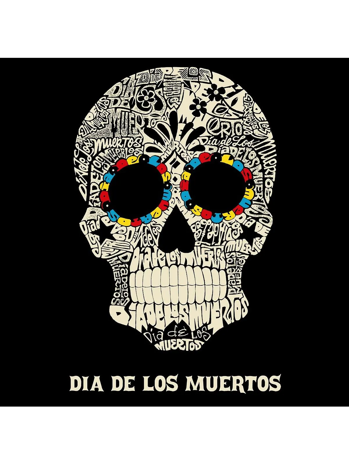 Мужская толстовка с капюшоном dia de los muertos word art LA Pop Art — изображение 2 из 2, серый