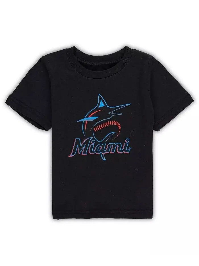 Черная футболка с основным логотипом команды Miami Marlins Team Crew для маленьких мальчиков и — изображение 1 из 1