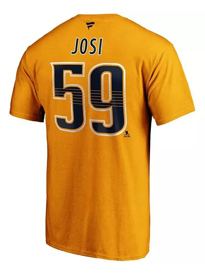 Мужская футболка Roman Josi Gold Nashville Predators с аутентичным именем и номером игрока Stack — изображение 3 из 3