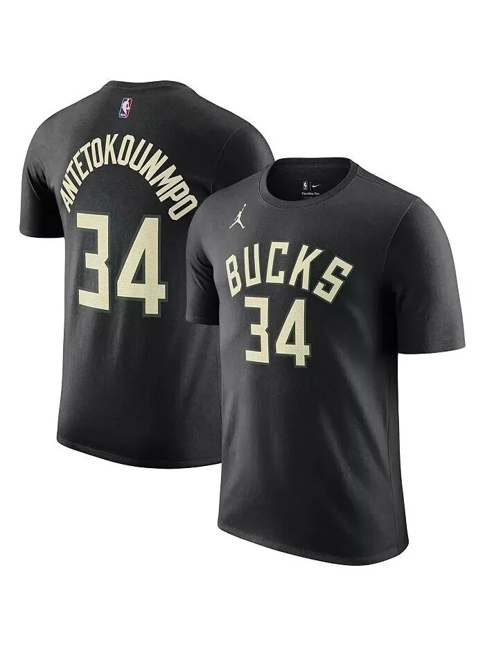 Мужская черная футболка с именем и номером Янниса Адетокунбо Milwaukee Bucks 2022/23 Statement — изображение 1 из 3