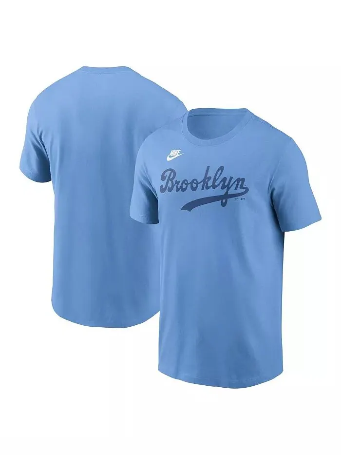 Мужская светло-синяя футболка Brooklyn Dodgers Cooperstown с надписью Nike — изображение 1 из 3