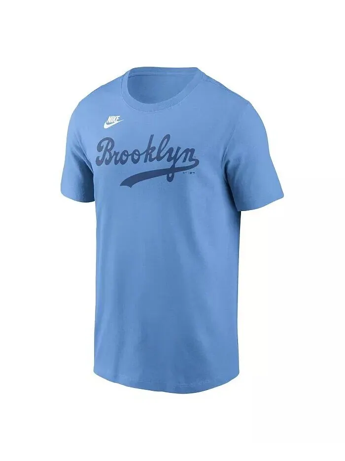 Мужская светло-синяя футболка Brooklyn Dodgers Cooperstown с надписью Nike — изображение 2 из 3