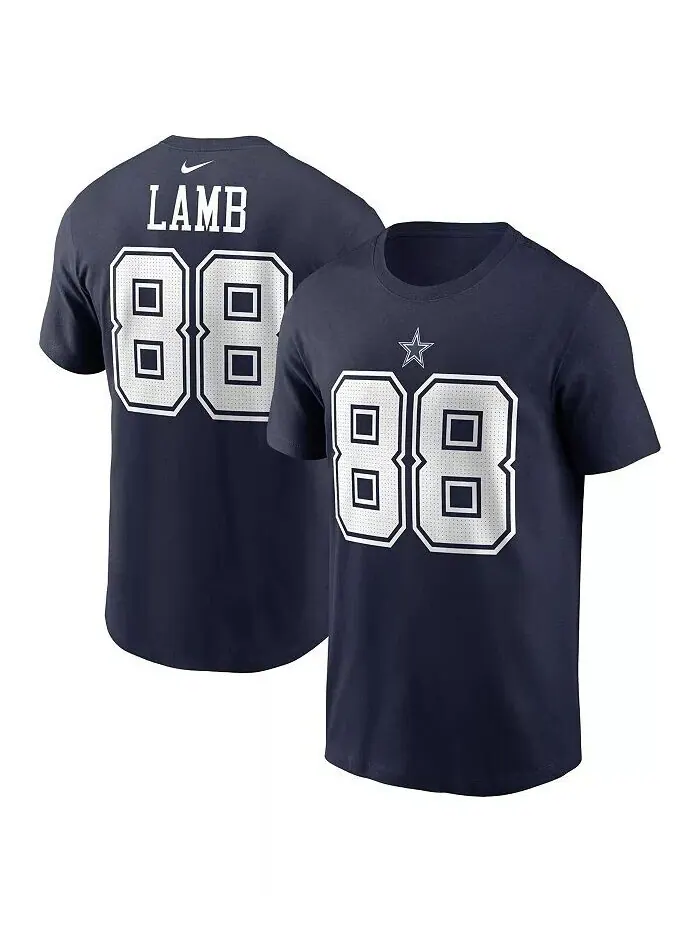Мужская футболка CeeDee Lamb Navy Dallas Cowboys с именем и номером игрока Nike — изображение 1 из 3