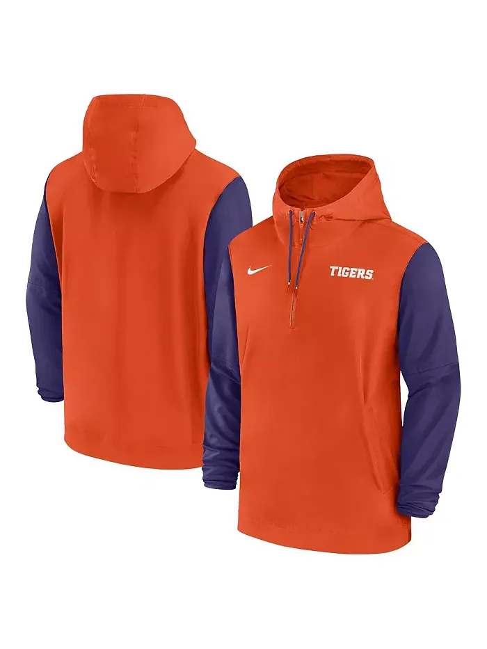 Мужская оранжевая худи с полумолнией Clemson Tigers 2024 Sideline Pregame Player Nike — изображение 1 из 3