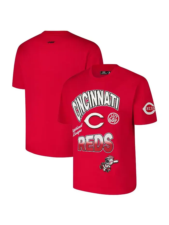 Мужская футболка Cincinnati Reds Turn It Up с красным принтом и заниженными плечами Pro Standard — изображение 1 из 3