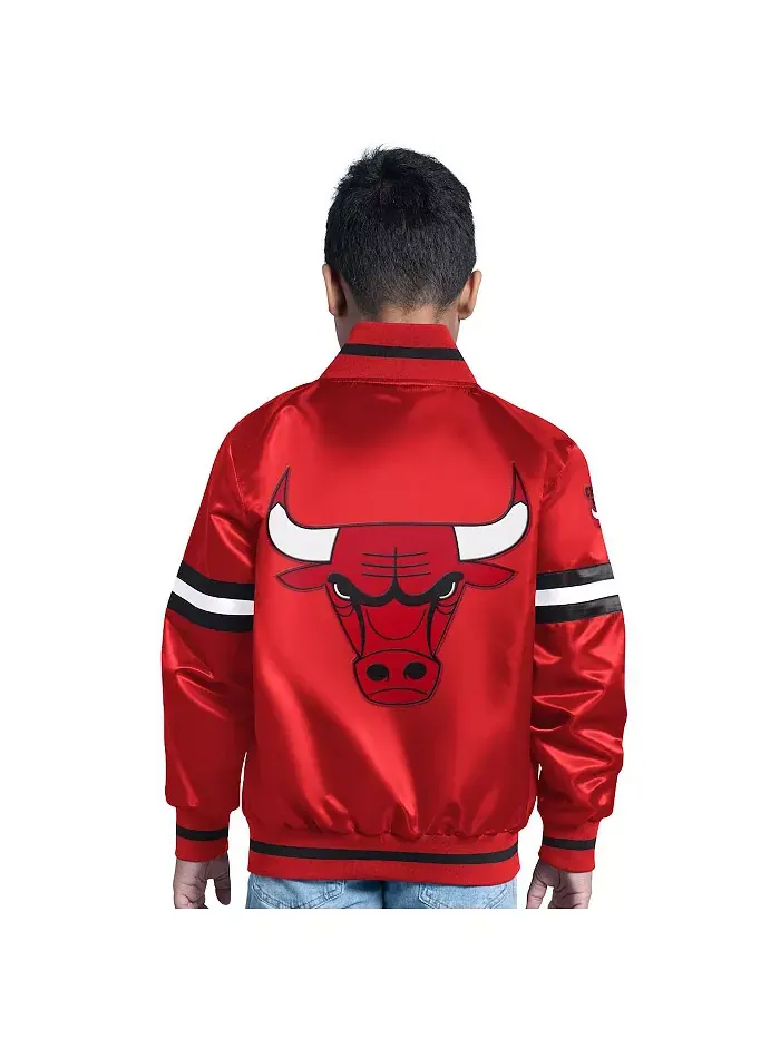 Красная бейсбольная куртка Chicago Bulls с полной застежкой на молнию для мальчиков и девочек — изображение 2 из 2