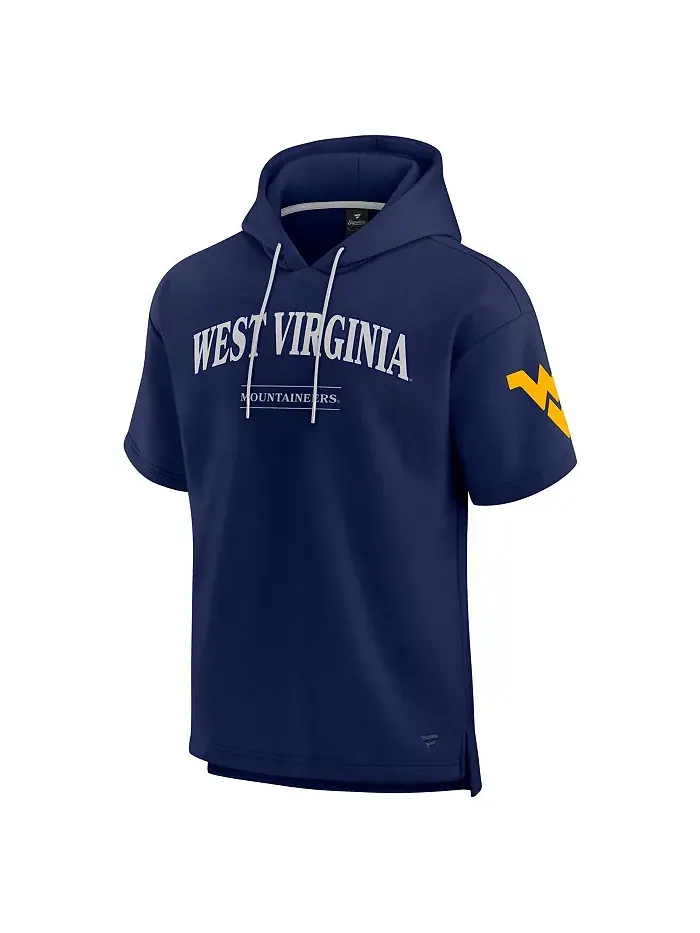 Мужская готовая толстовка с капюшоном и коротким рукавом West Virginia Mountaineers в синем цвете — изображение 3 из 3