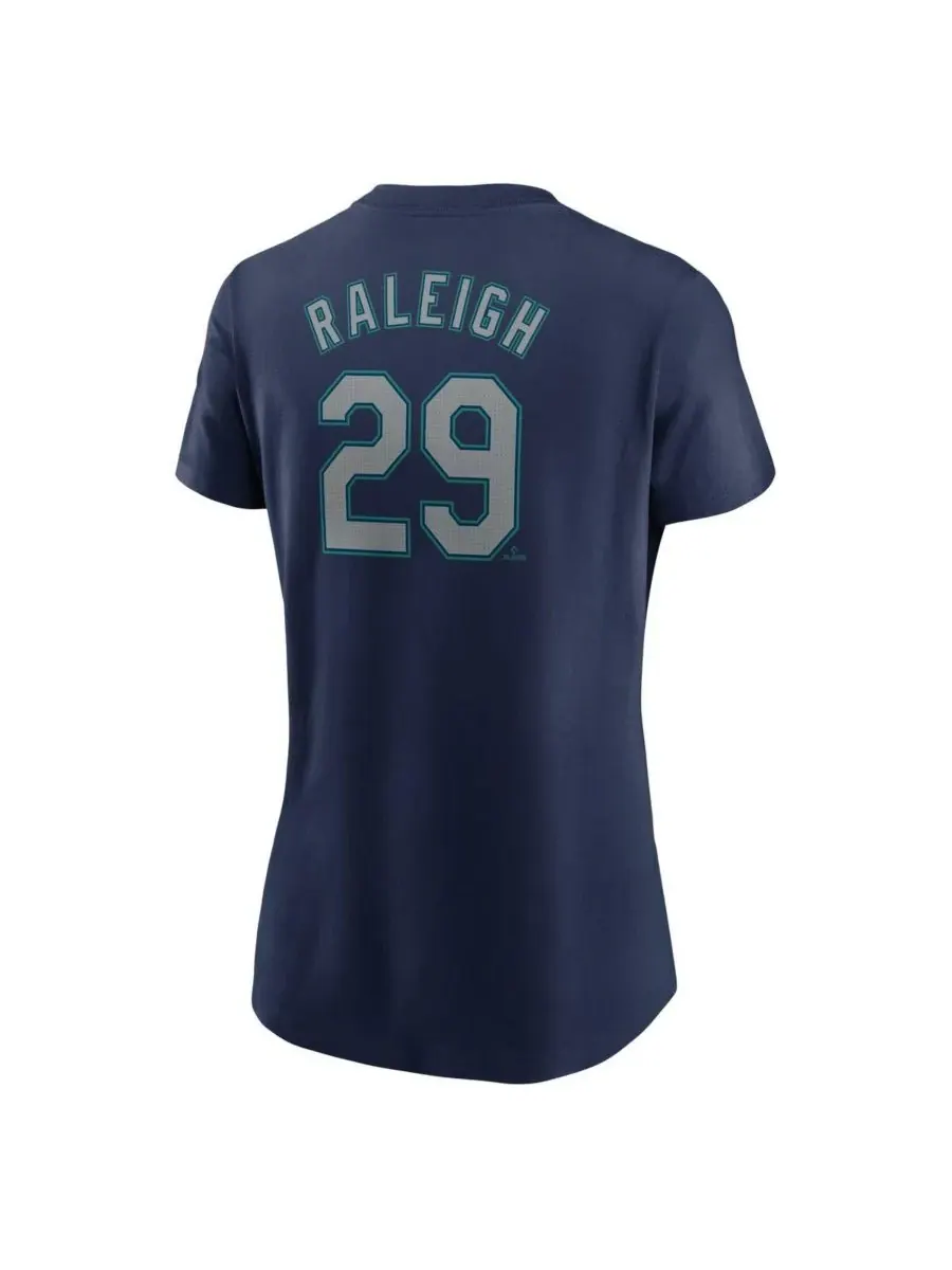 Nike Женская футболка Cal Raleigh Navy Seattle Mariners Fuse с номером и флажком — изображение 2 из 3, темно-синий