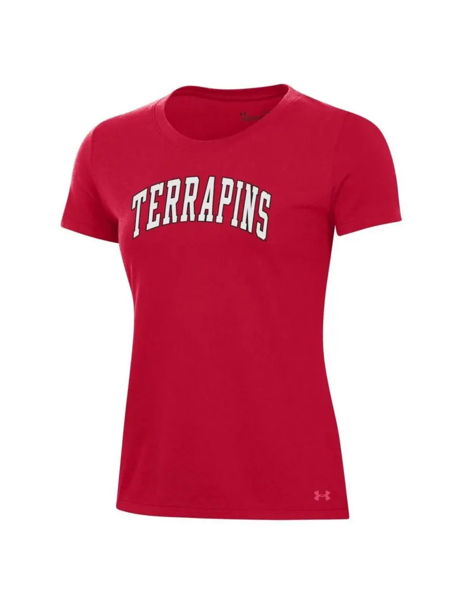 Under Armour Женская красная футболка Maryland Terrapins Essentials 2-Hit Performance — изображение 2 из 3, красный