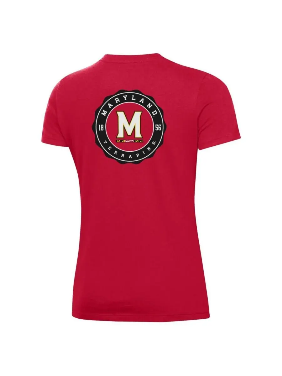 Under Armour Женская красная футболка Maryland Terrapins Essentials 2-Hit Performance — изображение 3 из 3, красный