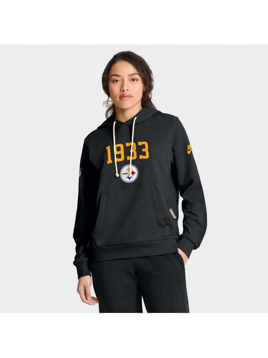 Nike Женская черная толстовка Pittsburgh Steelers 1933 Sideline Standard Issue Dri-FIT — изображение 1 из 2, черный