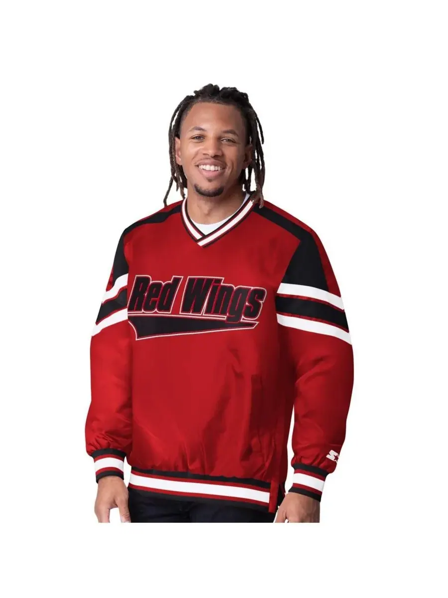 Starter Мужская красная куртка-пуловер Detroit Red Wings Reliver I с V-образным вырезом — изображение 1 из 2, красный