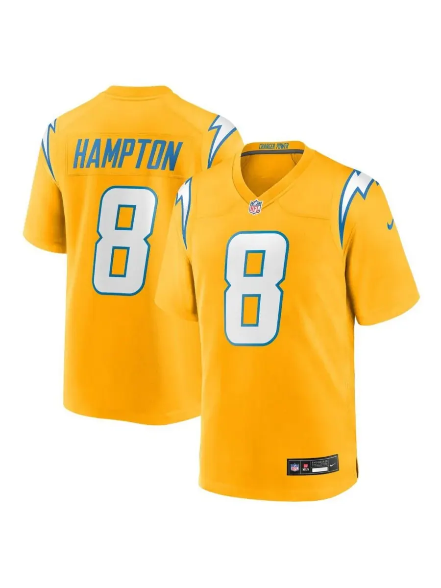 Мужская золотая футболка Омариона Хэмптона Los Angeles Chargers Alternate Charger Power Game Player — изображение 1 из 3