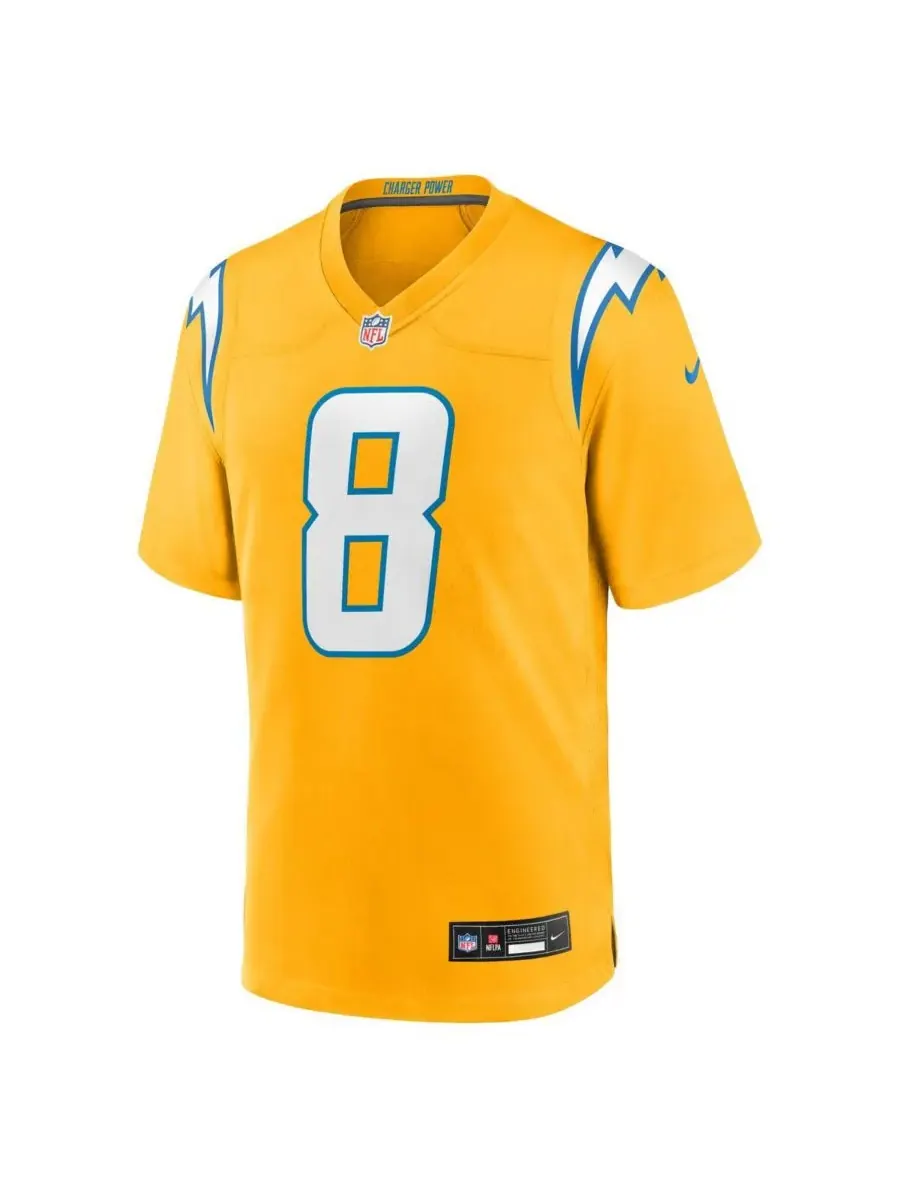 Мужская золотая футболка Омариона Хэмптона Los Angeles Chargers Alternate Charger Power Game Player — изображение 2 из 3
