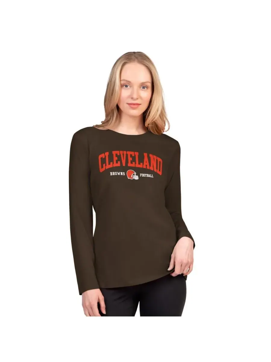 G-III 4Her by Carl Banks Женская коричневая футболка с длинным рукавом "Cleveland Browns Best Play" — изображение 1 из 2