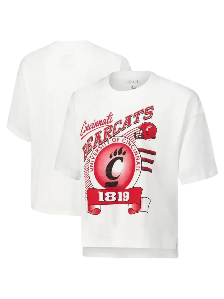 Pressbox Женская белая футболка Cincinnati Bearcats Rock Roll Slub — изображение 1 из 3, белый