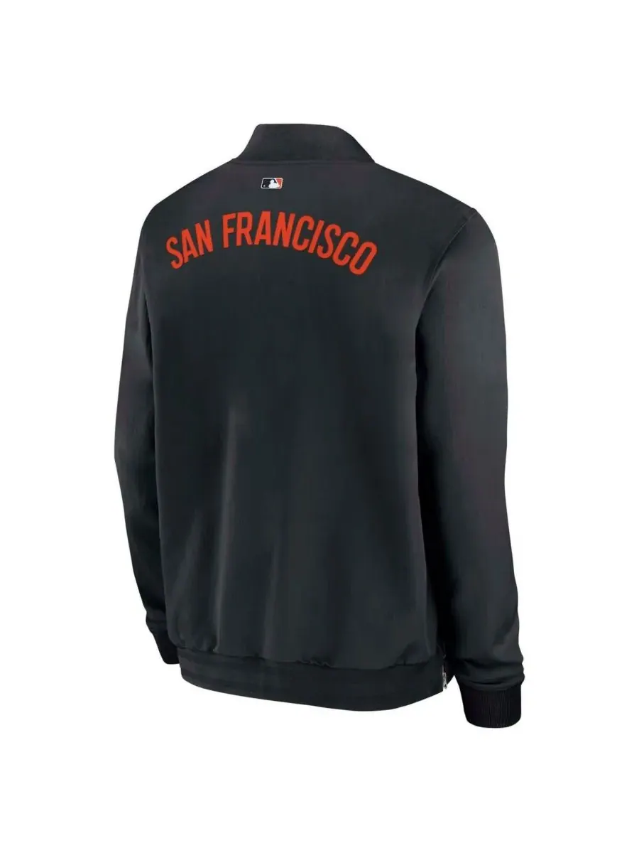 Nike Мужская черная куртка-бомбер на молнии из аутентичной коллекции San Francisco Giants Dugout — изображение 2 из 3, черный
