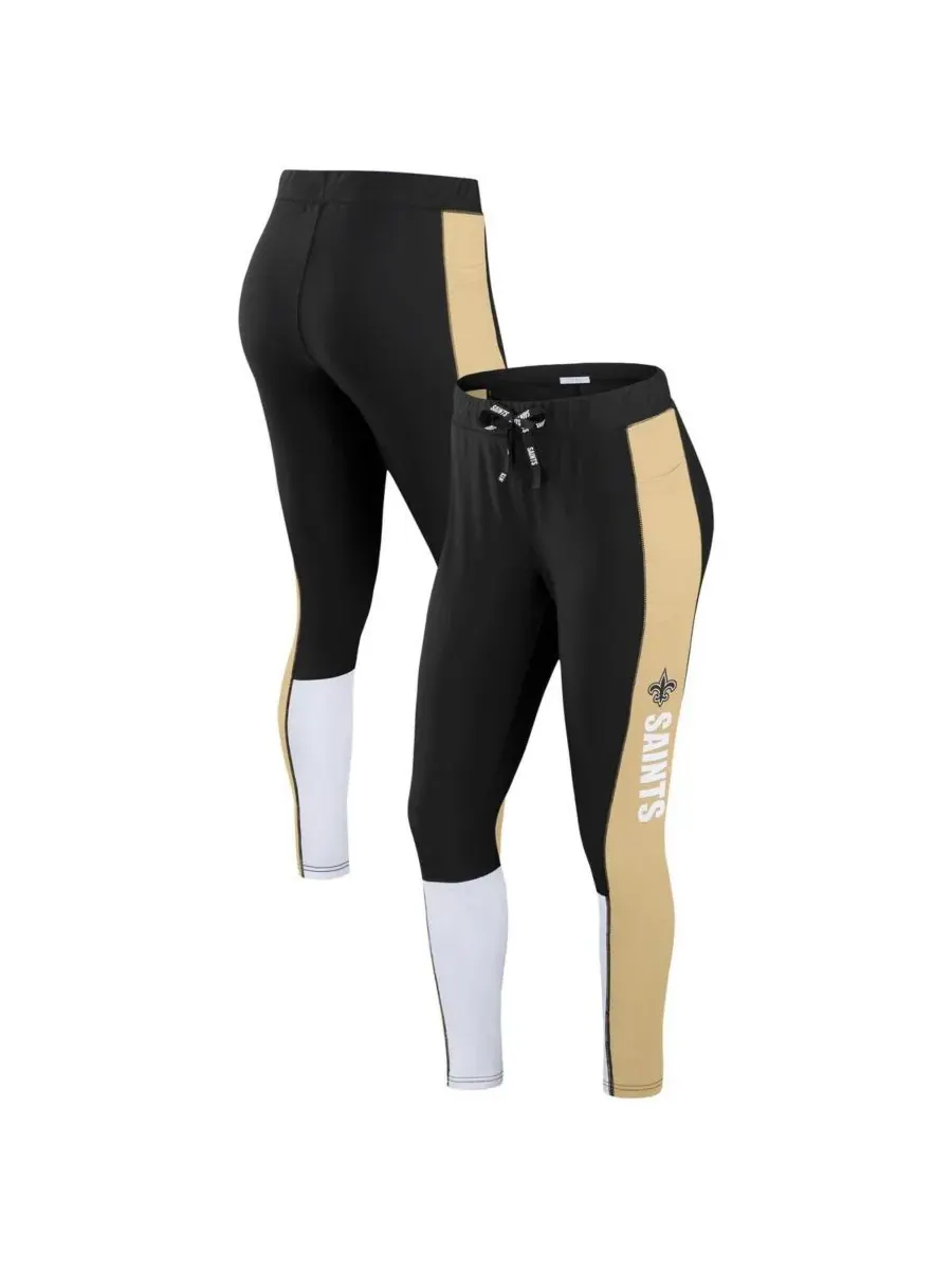 WEAR by Erin Andrews Женские леггинсы New Orleans Saints в черно-золотых тонах с цветовыми блоками — изображение 1 из 3